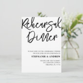 Probe Dinner Black & White Wedding Einladung (Stehend Vorderseite)