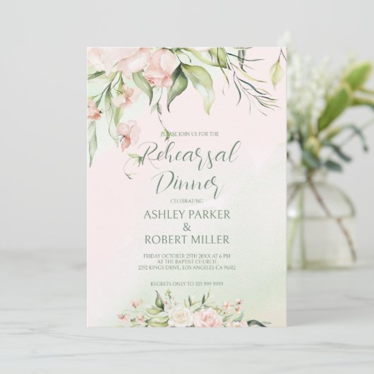 Probe Dinner Blume Einladung (Stehend Vorderseite)