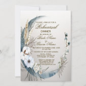 Probe Dinner Boho White Blume Blue Moon Party Einladung (Vorderseite)