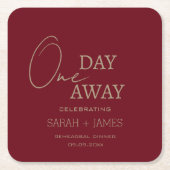 Probe Dinner Burgund Hochzeit eines Tages Rechteckiger Pappuntersetzer (Vorderseite)