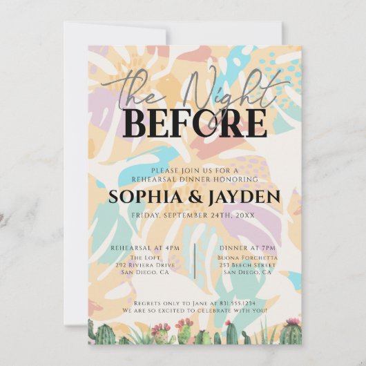 Probe Dinner Cactus Tropical Palm Tree Wüste Einladung (Vorderseite)