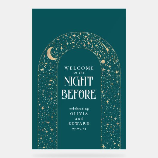 Probe Dinner Celestial Aquamarin Willkommen Acrylschild (Vorderseite)