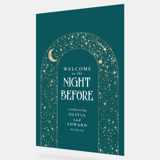 Probe Dinner Celestial Aquamarin Willkommen Acrylschild (Winkel)