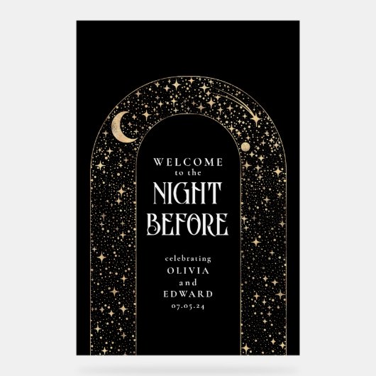 Probe Dinner Celestial Black Willkommen Acrylschild (Vorderseite)