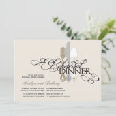 Probe Dinner Classic Scrolls 2 Hochzeiten Einladun Einladung (Stehend Vorderseite)