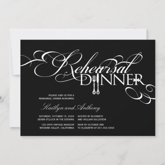 Probe Dinner Classic Scrolls Hochzeit Einladung (Vorderseite)