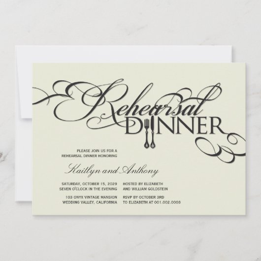 Probe Dinner Classic Scrolls Hochzeit Einladung (Vorderseite)