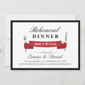 Probe Dinner Classy Red Banner Minimalistisch Einladung (Vorderseite)