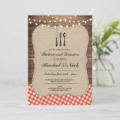 Probe Dinner Cutlery Roter Karo Rustikale Einladun Einladung (Stehend Vorderseite)