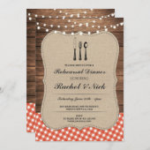 Probe Dinner Cutlery Roter Karo Rustikale Einladun Einladung (Vorne/Hinten)