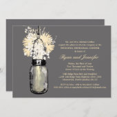 Probe Dinner - Daisis Wildblumen & Mason Jar Einladung (Vorne/Hinten)