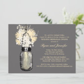 Probe Dinner - Daisis Wildblumen & Mason Jar Einladung (Stehend Vorderseite)