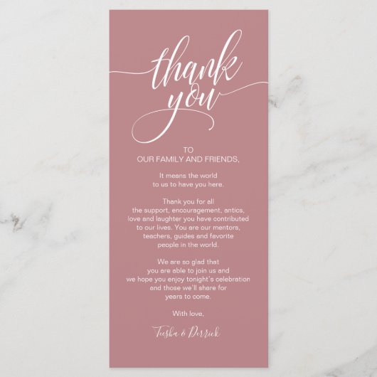 Probe Dinner Danke, dass Sie die Karte setzen (Vorderseite)