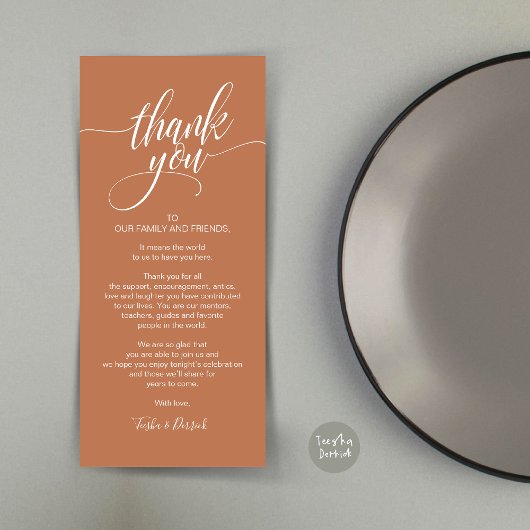 Probe Dinner Danke, dass Sie die Karte setzen