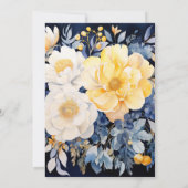 Probe-Dinner der Marine, White and Gold Floral Einladung (Rückseite)