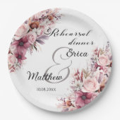 Probe Dinner Dusty Pink Boho Blumenhochzeit Pappteller (Vorderseite)