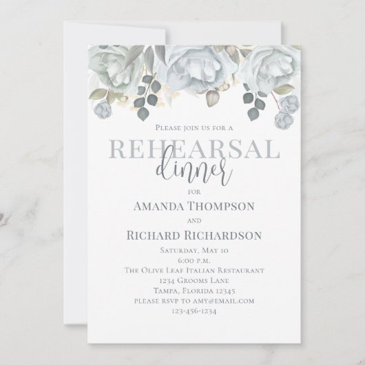 Probe Dinner Dusty Rose Floral QR Code Karte (Vorderseite)