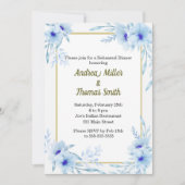 Probe Dinner Einladung Blumenblauer Gold (Vorderseite)