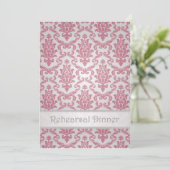 Probe-Dinner Einladung - Damask dunkelrosa (Stehend Vorderseite)