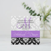 Probe Dinner Einladung Damask Monogram Lavendel (Stehend Vorderseite)