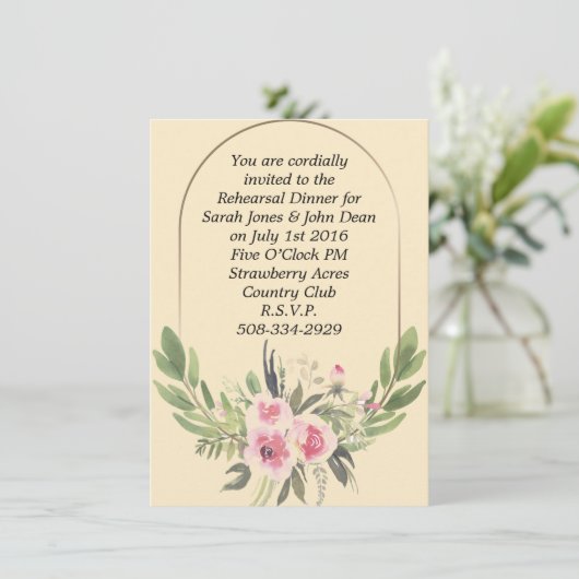 Probe Dinner Einladung einfach (Stehend Vorderseite)