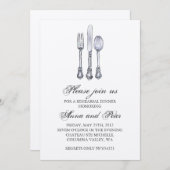 Probe Dinner Einladung - Elegantes Silbergeschirr (Vorne/Hinten)