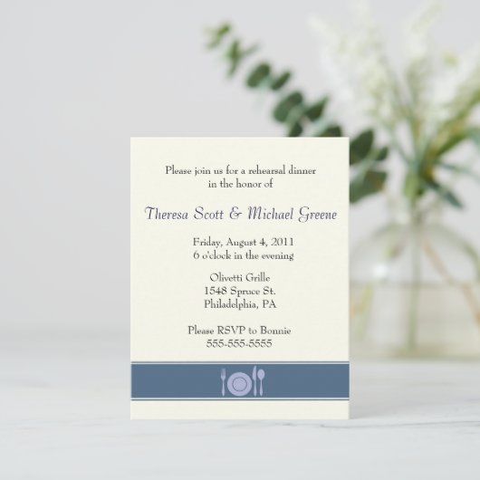 Probe Dinner Einladung - Marine (Stehend Vorderseite)