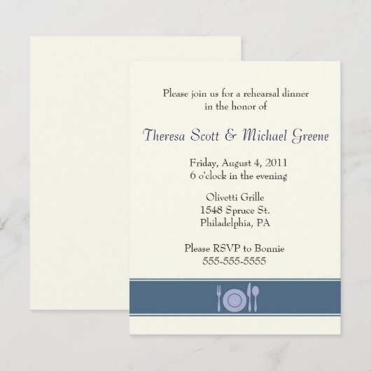 Probe Dinner Einladung - Marine (Vorne/Hinten)