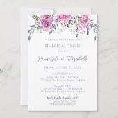 Probe Dinner Einladung mit rosa Lila Rose (Vorderseite)