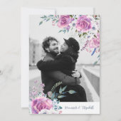 Probe Dinner Einladung mit rosa Lila Rose (Rückseite)