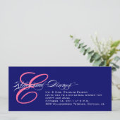 Probe Dinner Einladung Navy Pink Monogramm (Stehend Vorderseite)