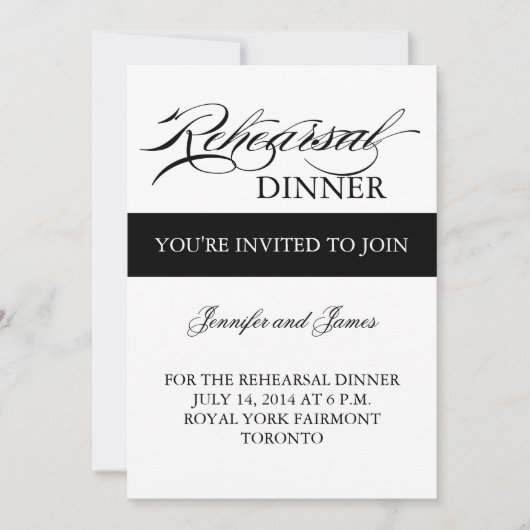 Probe Dinner Einladung Schwarz und Weiß Einfach (Vorderseite)
