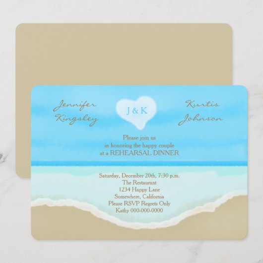 Probe Dinner Einladungen Strand (Vorne/Hinten)