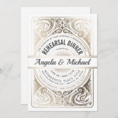 Probe Dinner Einladungen Weißer und Goldfilm (Vorne/Hinten)