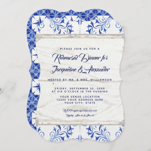 Probe Dinner Farm Navy Indigo Kraft Rustikal Einladung (Vorne/Hinten)