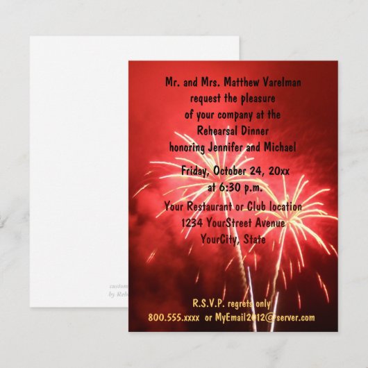 Probe Dinner Feuerwerk Einladung (Vorne/Hinten)