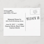 Probe Dinner für Beach oder Tropical Wedding Einladungspostkarte (Rückseite)
