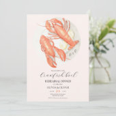 Probe-Dinner für Crawfish mit Monogramm Einladung (Stehend Vorderseite)