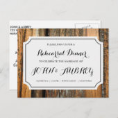 Probe Dinner für Rustikale Hochzeit Einladungspostkarte (Vorne/Hinten)