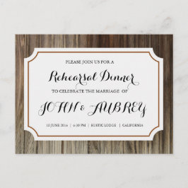 Probe Dinner für Rustikale Hochzeit Einladungspostkarte