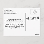 Probe Dinner für Rustikale Hochzeit Postkarte (Rückseite)