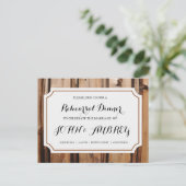 Probe Dinner für Rustikale Hochzeit Postkarte (Stehend Vorderseite)