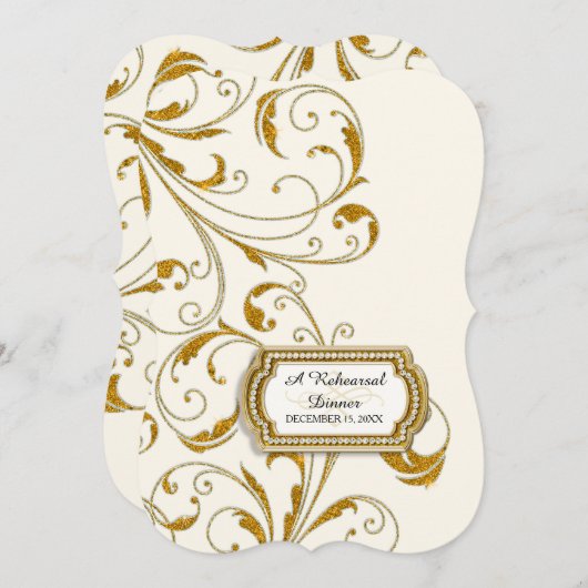 Probe Dinner, Glam Old Hollywood Regency Einladung (Vorne/Hinten)