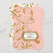 Probe Dinner, Glam Old Hollywood Regency Einladung (Vorne/Hinten)