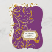 Probe Dinner, Glam Old Hollywood Regency Einladung (Vorne/Hinten)