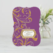 Probe Dinner, Glam Old Hollywood Regency Einladung (Stehend Vorderseite)