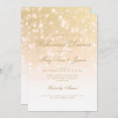 Probe Dinner Gold Bokeh Sparkor Einladung (Vorne/Hinten)