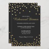 Probe Dinner Gold Glitzer Confetti Elegante Einladung (Vorne/Hinten)