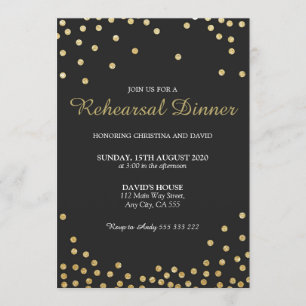 Probe Dinner Gold Glitzer Confetti Elegante Einladung