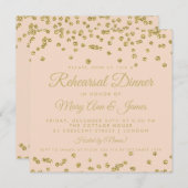 Probe Dinner Gold Glitzer Confetti Rose Einladung (Vorne/Hinten)